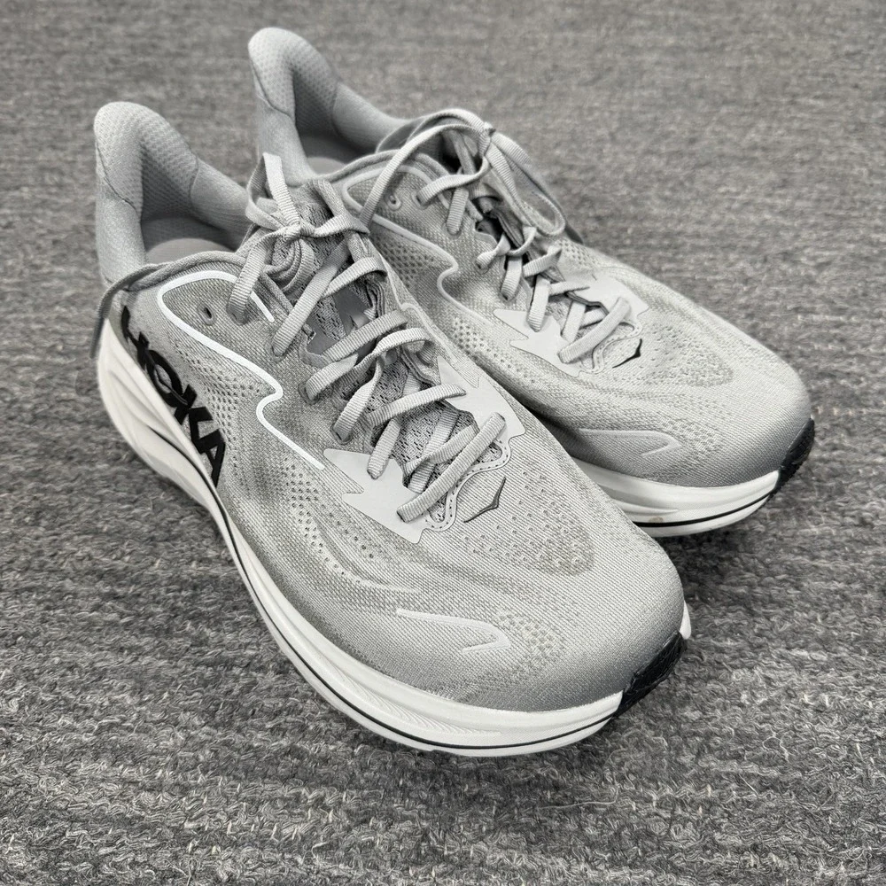 Hoka One One Clifton 10 Shoes Mens 11 2E Wide Gray Run Workout Jog Walk Train